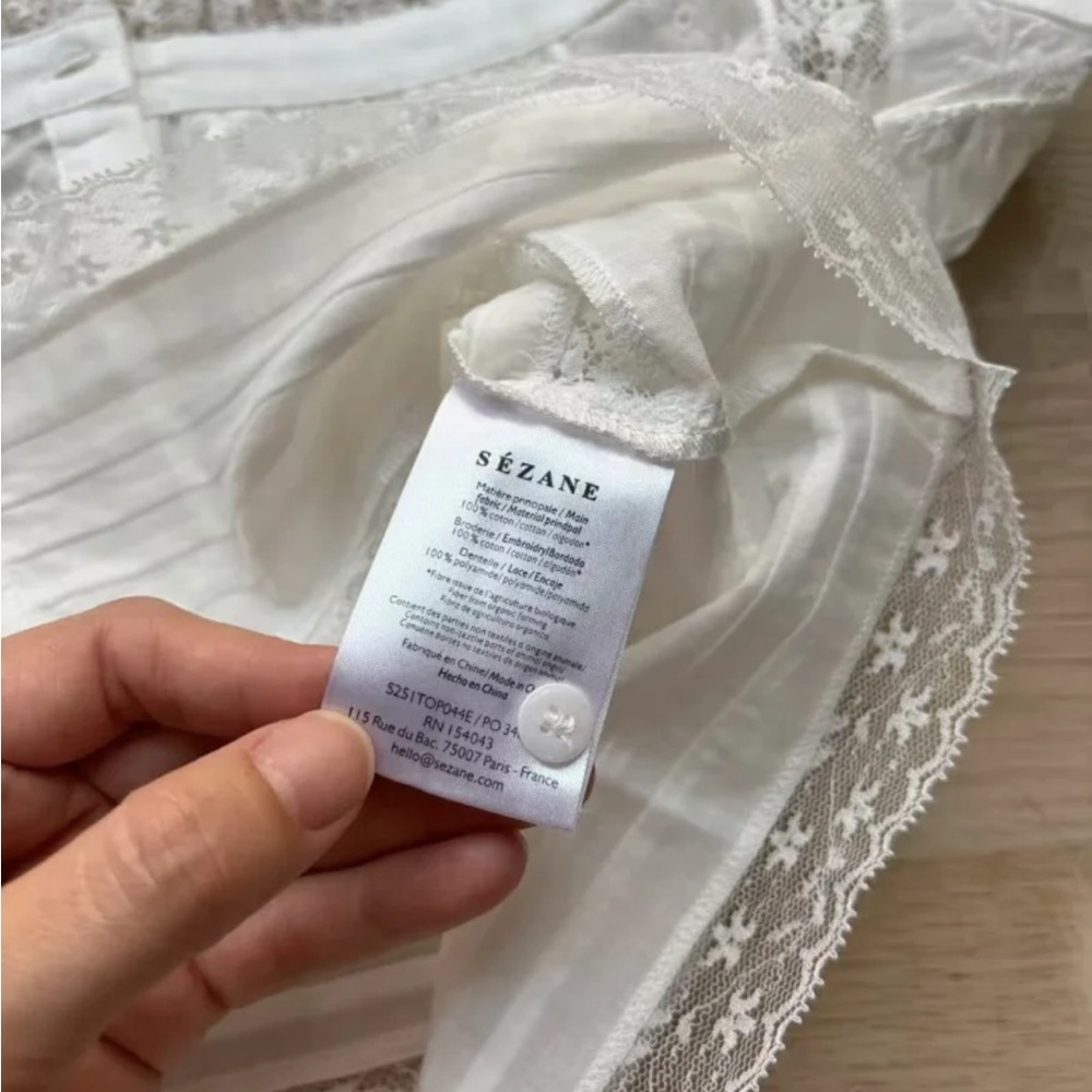 Sezane white Lace Top